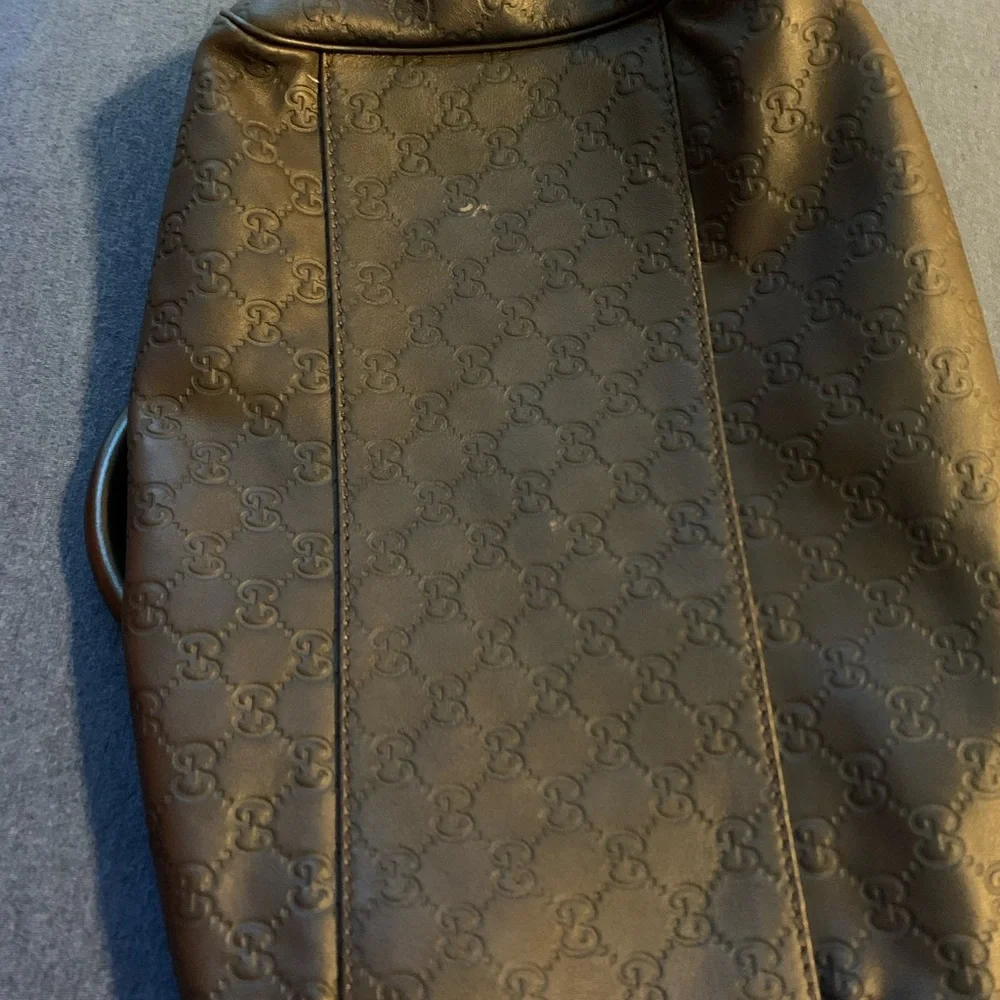 Gucci Black Embossed GG Shoulder Bag with Logo Charm